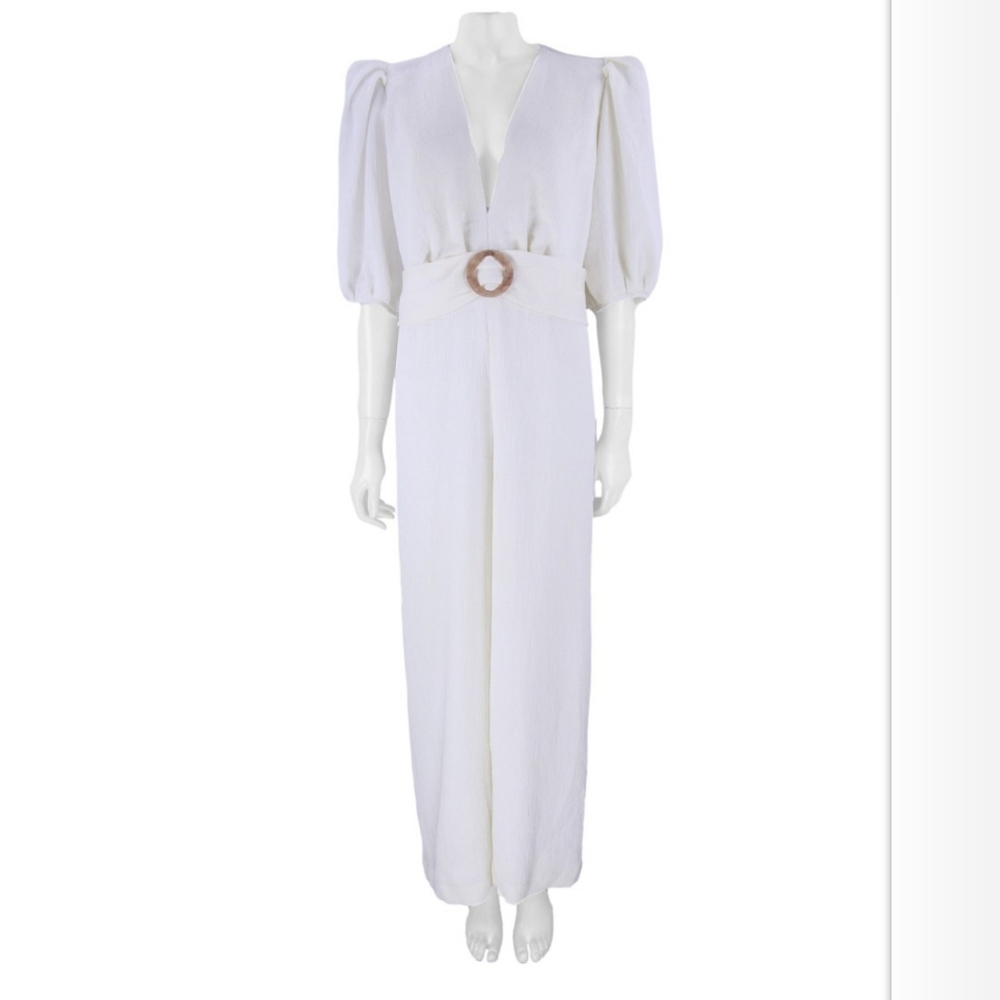 Iorane Off-White Original Fivela Jumpsuit Puff Sleeve New 40 Medium Classy
